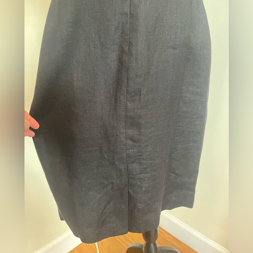 Talbots 100% Irish Linen Midi Sheath Dress Classic V-Neck Black Size 16 - Picture 10 of 16